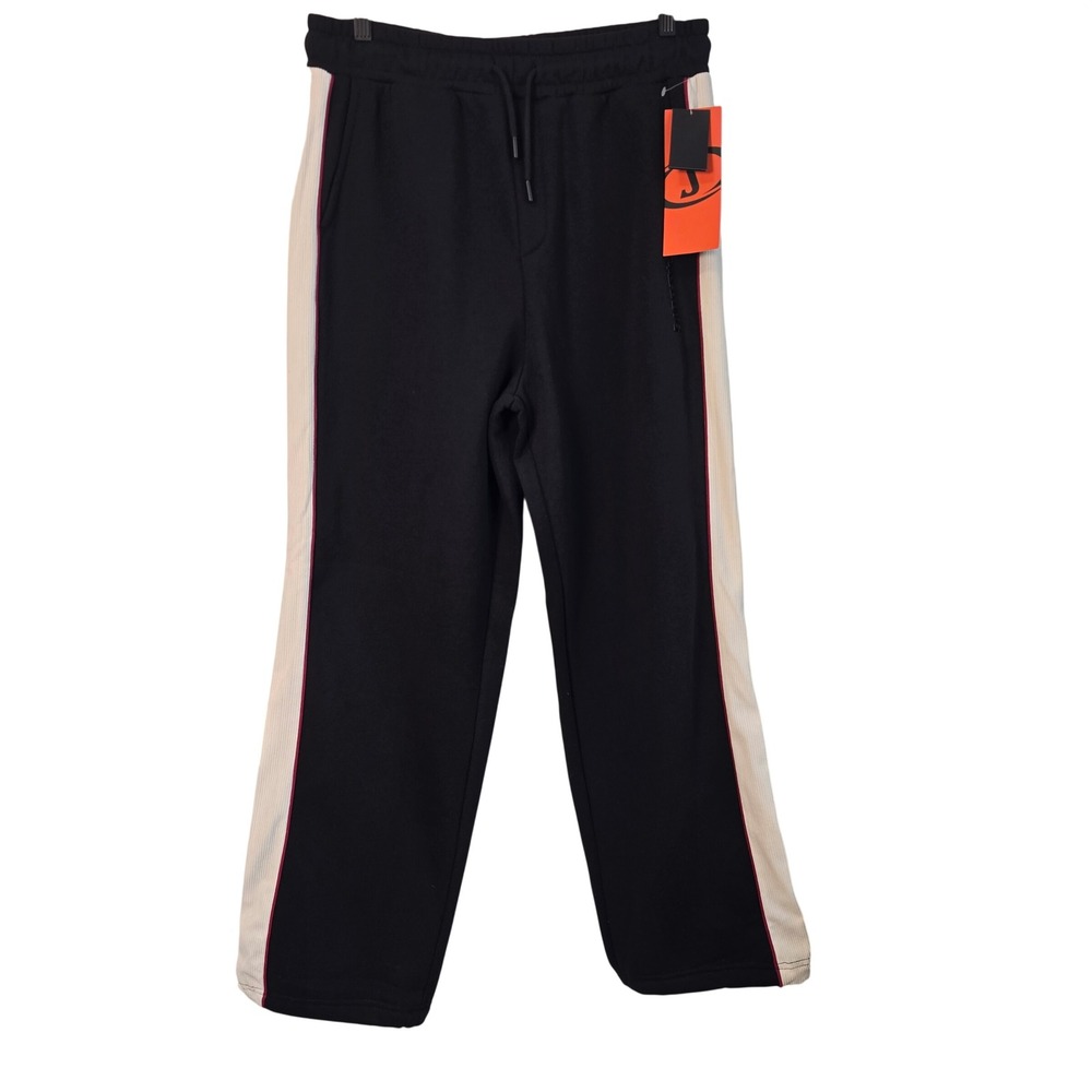 🆕️ - NWT - Spalding Mens Fleece Sweatpants Black Corduroy Stripe Joggers Size M